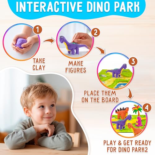 Air Dry Modeling Clay for Kids - Dinosaurs DIY Art and Crafts Modeling Kit with Tools - Interactive Magic Molding Clay - Creative Learning Educational Toys for Kids