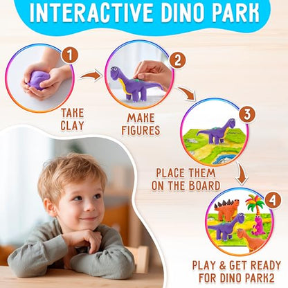 Air Dry Modeling Clay for Kids - Dinosaurs DIY Art and Crafts Modeling Kit with Tools - Interactive Magic Molding Clay - Creative Learning Educational Toys for Kids