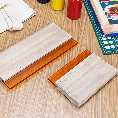 Cayway 5 PCS Screen Printing Squeegees, Durable, Abrasion-Resistant, Water- and Oil-Resistant Dual-Purpose Screen Printing Scraper with Wooden Handle - color: Style 2