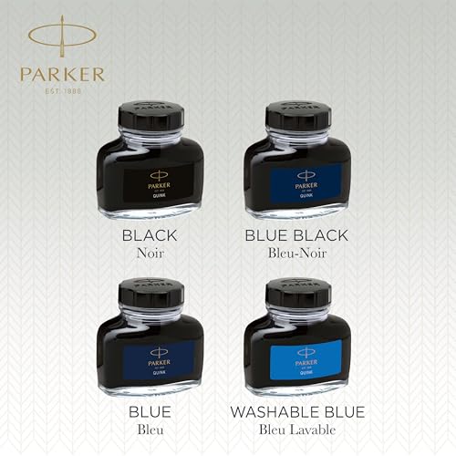 Parker Fountain Pen Ink Bottle | Washable Blue QUINK Ink | 57 ml Fountain Pen Refill