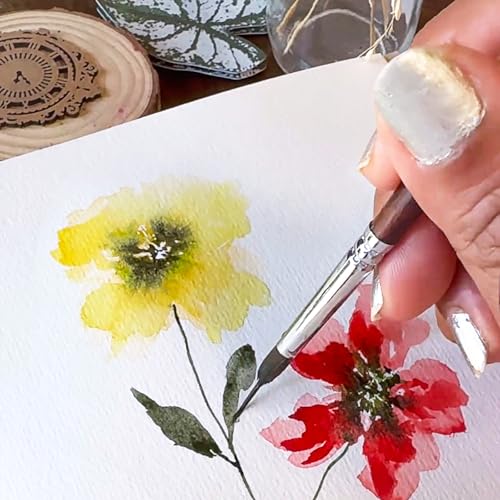 Watercolor Brushes Professional, Fuumuui 4Pcs Extended Needle Point Brushes Synthetic Extra Long Pinhead Brush with Sable Body for Fine Detailing - Watercolor Acrylic Gouache Inks Painting - color: Brown-4pcs