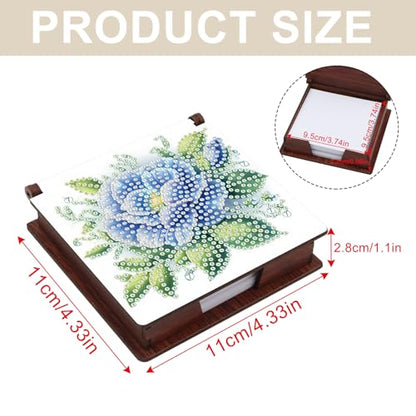 Diamond Painting Kit memo Box, Diamonds Art DIY Blue Flowers Patterns Sticky Note Box Special Shape Drill, with 160 Sticky Note, Ideal for Home Office Supplies, Handicrafts, Holiday Gifts - color: Blue flowers