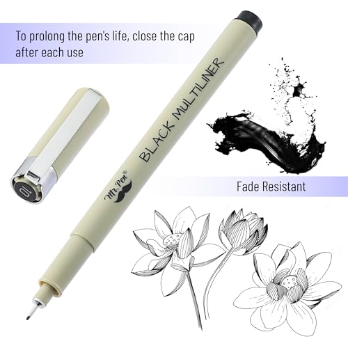 Mr. Pen- 0.25mm Micro Fine Point Pens, 12 Pack, Black Ink, Waterproof | Acid-Free, No-Smear Quick-Dry Fineliner Pens for Drawing, Sketching, Bible Journaling, Outlines & Everyday Writing - color: Black, size: 0.25mm, 8 Pack