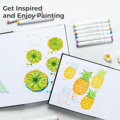 Ohuhu Sketchbook Marker Paper Pad: 2 Pack 8.3"x8.3"&8.3"x11.7" Art Sketch Book Drawing Papers Each Size Holds 78 Sheets/156 Pages 120 LB/200 GSM Hardcover Sketching Books Christmas Gift - size: 8.3" x 8.3 " and 8.3" x 11.7"