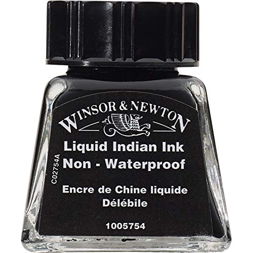 Winsor & Newton Drawing Ink, 14ml Bottle, Liquid Indian Ink - color: Liquid Indian Ink, style: 14ml Bottle