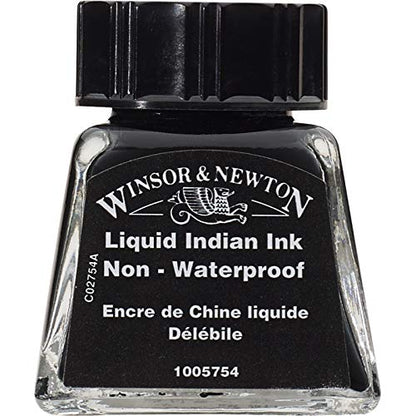Winsor & Newton Drawing Ink, 14ml Bottle, Liquid Indian Ink - color: Liquid Indian Ink, style: 14ml Bottle