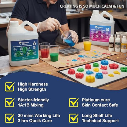 BBDINO Silicone Mold Making Kit 40A High Hardness Liquid Platinum Silicone for Molds Crafting and Silicone Casting Strong Strength Transparent 2.42 Lbs - color: 2.42 lbs