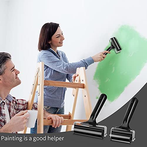 2Pcs Rubber Roller Brayer Rollers Hard Rubber 4 and 2.2 Inch for Printmaking (Black) by HRLORKC… - size: 1pack 2.2inch+1pack 4inch