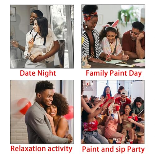 VALLSIP 2 Pack Paint and Sip Canvas Painting Kit Pre Drawn Canvas for Painting for Adults Stretched Canvas Couples Games Date Night Afro Elegant Gentleman Lady Couple Paint Party Supplies Favor - style: Painting Kit Plus