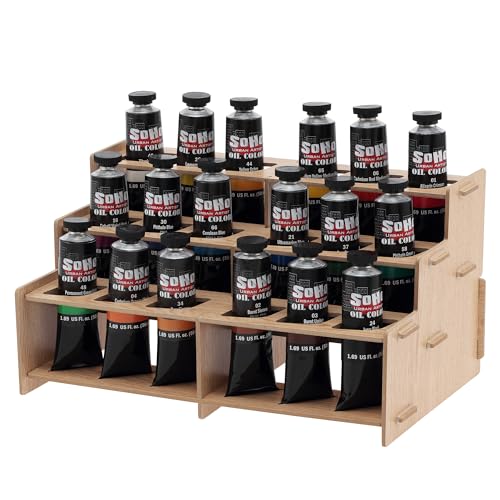 Soho Urban Artist Oil Paints - Professional Grade Landscape Oil Paint Set of 18, 50ml Paint Tubes with Mezzo Straight Rack No 2, Triple Milled Colors with Maximum Luminosity for Professionals - color: Landscape