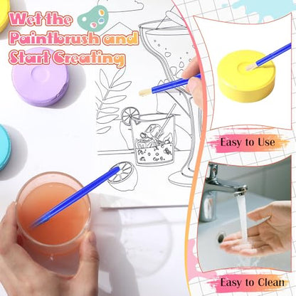 Nuanchu 1 set 12 Pcs Tempera Paint Cakes with Tray 12 Colors 2.24 x 0.71 Inch Painting Cakes with Paintbrush Paints Blocks Art Supplies for Art sessions Drawing Artists Beginners