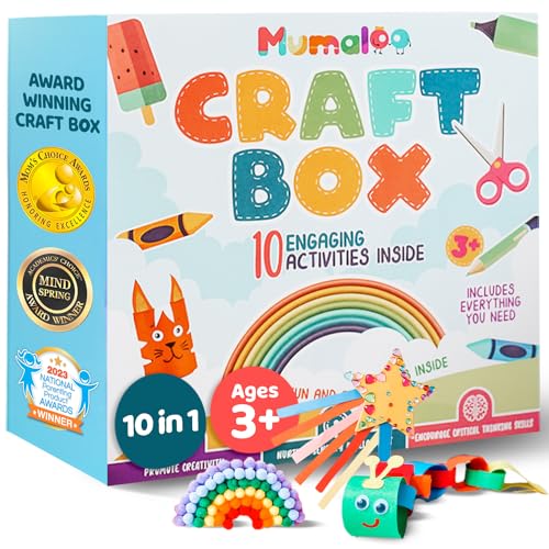 Mumaloo Craft Box for Kids - 10 Creative Arts and Crafts for Kids Ages 4-8, Fun, No Mess Educational Preschool & Homeschool Art Projects, Toddler Crafts Kit Supplies, 3 4 5 6 7 8 Year Old Girls & Boys - color: Original