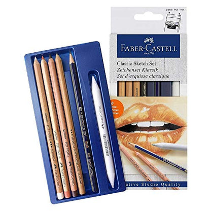 Faber-Castell Classic Sketch Set - 6 Piece Graphite & Pastel Pencil Sketching Set