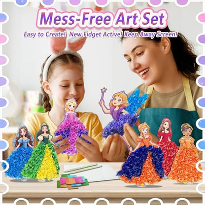 JRD&BS WINL Poke in Art Kit for Kids Toys Age 3-12 Year Old 3D Creative Princesses for Girls Birthday Gifts for 3 4 5 6 7 8 9Year Old Boy DIY Craft Art Kit for Teens Beginner Kids(Princesses) - style: princess