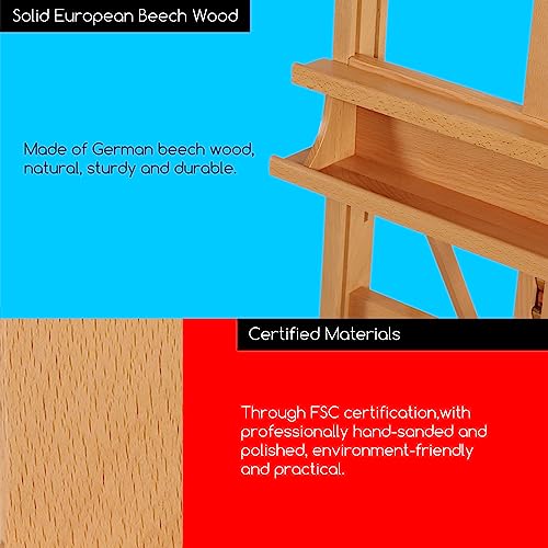 MEEDEN Large Studio H-Frame Beech Wood Artist Easel & Bamboo Desk Organizer with Drawers