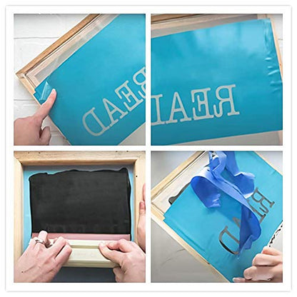 Goaup Vinyl Screen Printing Kit, Include Screen Printing Frame, 10 Pcs Adhesive Vinyl Sheets, 2 Pcs Transfer Tape for Vinyl and Other Accressories