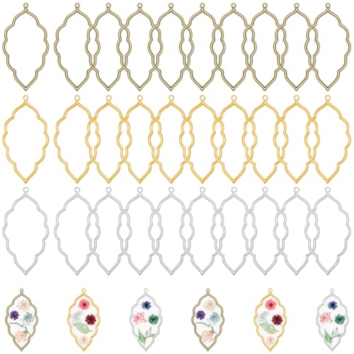Gartful Open Bezels for Resin Jewelry Making, Hollow Frame Pendants with Jump Rings, Craft Bezels for Necklace, Earrings - style: Leaf - 30PCS