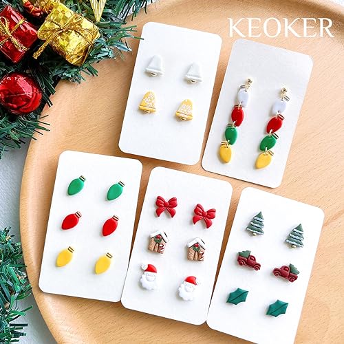 Keoker Christmas Polymer Clay Cutters - 10 Shapes Clay Earrings Cutters, Santa Clay Cutters (Studs) - color: studs clay cutters
