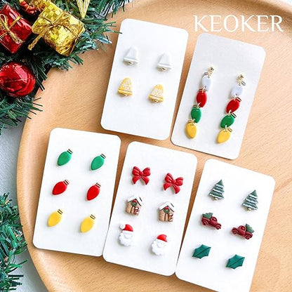 Keoker Christmas Polymer Clay Cutters - 10 Shapes Clay Earrings Cutters, Santa Clay Cutters (Studs) - color: studs clay cutters