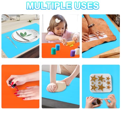2Pack Silicone Mats, Premium Silicone Mat for Crafts, 15.7 "x11.8" Playdough Mat, Silicone Sheet for Crafts, Liquid, Resin Jewelry Casting Molds Mat, Nonstick & Nonslip Table Protector by YUIOASE