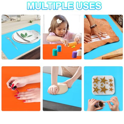2Pack Silicone Mats, Premium Silicone Mat for Crafts, 15.7 "x11.8" Playdough Mat, Silicone Sheet for Crafts, Liquid, Resin Jewelry Casting Molds Mat, Nonstick & Nonslip Table Protector by YUIOASE