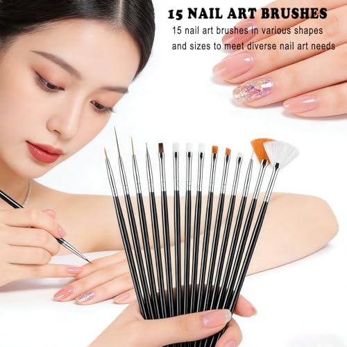 Nail Art Pens Set, Liner Brushes, Nail Art Brushes Tools For Long Lines, Thin Details, Fine Drawing, Liner Brush Polish Painting Nail Design (Black) - color: Black