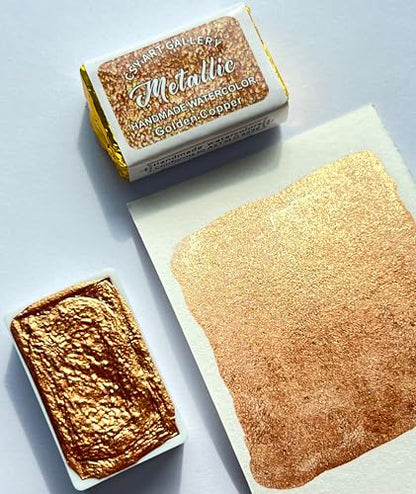 Metallic Watercolor Paint Set,Golden Copper- Full Pans -For Artists, Students, Kids & Hobbyists-Shimmy Watercolor Paints - color: Golden Copper (Full Pan)