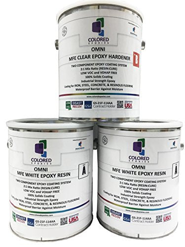 Colored Epoxies 10025 White Epoxy Resin Coating Made with Beautiful and Vibrant Pigments, 100% Solids, for Garage Floors, Basements, Concrete and Plywood. 3 Gallon Kit - color: White, style: 3 Gallon Kit