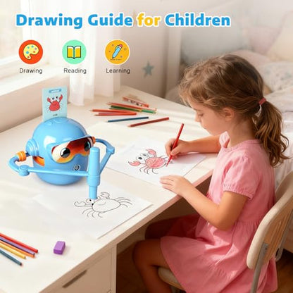 Drawing Robot for Kids,Doodle Bot Machine with 100 Cards,Montessori Painting Learning Toys,Self Voice Interactive Educational Drawing Robots Valentines Day Gifts for Boys Girls 3 4 5 6 7 8 9