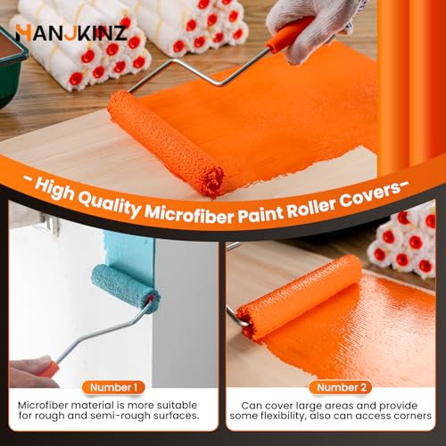 20 Pack Microfiber Paint Roller, 4 Inch and 6 Inch, Small Paint Roller Covers, 3/8-Inch Nap, Mini Paint Rollers for House Painting with Paint Roller Frame, Wall Painting Tool - size: 4 Inch & 6 Inch,20 Pack