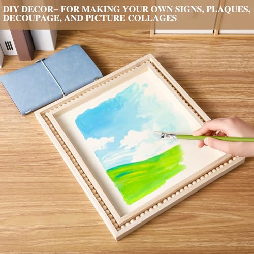 Wenqik 4 Pack Beaded Wood Canvas Panels Unfinished Wooden Blank Framed Signs Boho Style Panel Boards Square Plaques for DIY Crafts Painting Pouring Drawing Art Projects(14 x 11 Inch) - size: 14 x 11 Inch