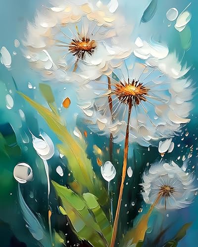 AuraDraw Dandelion Paint by Numbers for Adults Beginner, Dandelion Adult Paint by Number Kits on Canvas, DIY Acrylic Oil Easy Painting by Numbers for Home Wall Decor 16X20 inch (Without Frame) - color: TG005