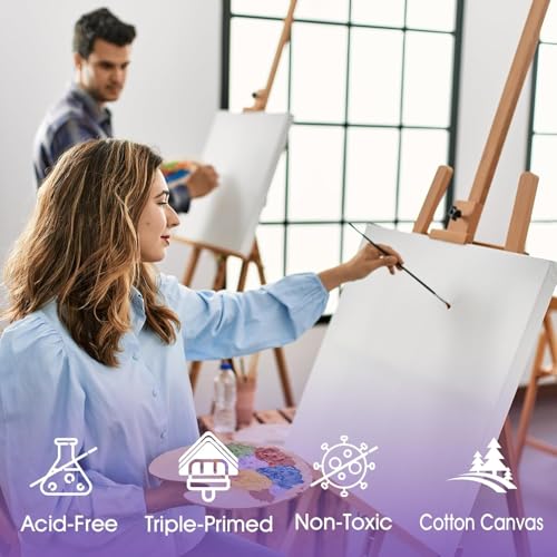 ESRICH 20x20 Stretched Canvas for Painting, 3 Pack Square Canvas for Painting Primed Acid-Free Framed Blank Canvas, Art Canvases for Beginners & Artists to Paint Oil, Acrylic, Pouring Painting. - size: 20x20in-3Pack