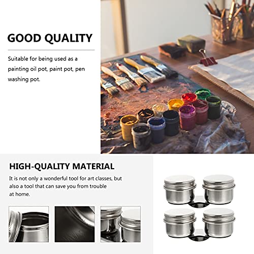 Wakauto Stainless Steel Painting Brush Washer Oil Palette Cup Brush Cleaning Pot Lid - size: 9X4.2X3.5CM