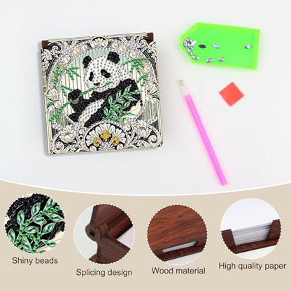 Diamond Painting Kit memo Box, Diamonds Art DIY Panda Patterns Sticky Note Box Special Shape Drill, with 160 Sticky Note, Ideal for Home Office Supplies, Handicrafts, Holiday Gifts - color: Panda