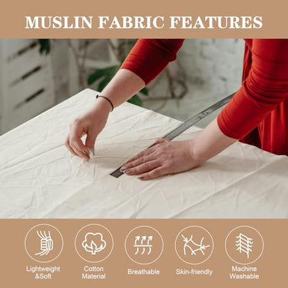 Canvas Fabric, Premium 10oz Natural Cotton Duck Canvas Fabric 62'' Wide for Arts & Crafts, Backings, Covers (Natural, 2 Yards)