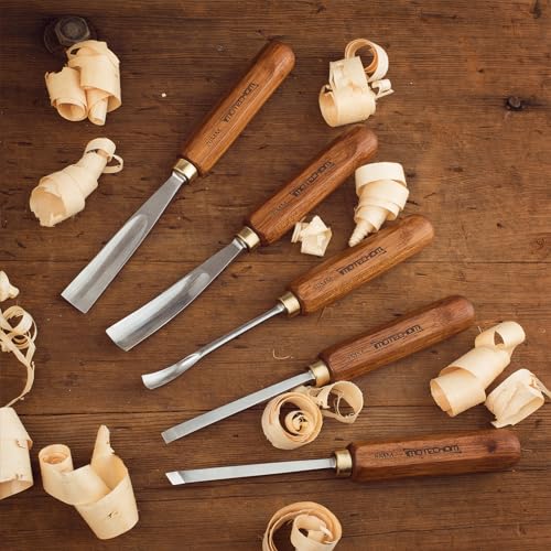 12-Pieces Woodworking Wood Carving Tools Chisel Set with Wooden Box, Razor Sharp CR-V 60 Steel Blades - size: 12PCS with Teak Wood Handle