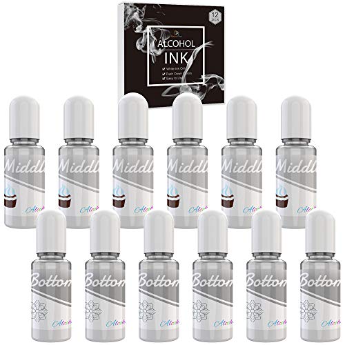White Alcohol Ink Set - 4 Ounce 2 Type Color for Resin Petri Dish Making, Epoxy Painting, Yupo Creations - Paint Dye for Art, Tumbler - 120ml