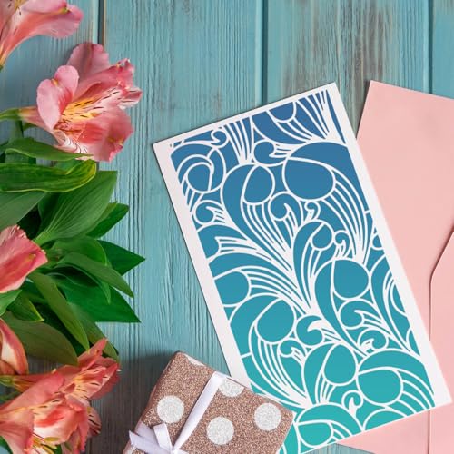Stencils for Crafts Reusable Texture Stencils Background Stencil Leaf Floral Templates for Painting on Wood Furniture Card Canvas Scrapbook - style: Basic