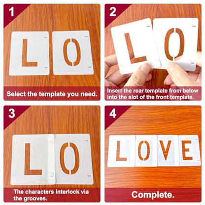 2 Pack - 1 Inch Letter Stencils Set, 72 Reusable Stencils for Painting On Wood, Metal, Walls, Fabric, Rocks with Interlocking, Perfect for Banners, Sign Making & DIY Art (1 inch) - style: 1 inch