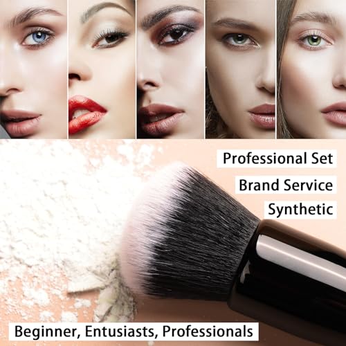 Raffaello Makeup Brushes 15Pcs Makeup Brush Set Premium Synthetic Powder Foundation Contour Blush Concealer Eye Shadow Blending Liner Make Up Brush Kit - color: Black