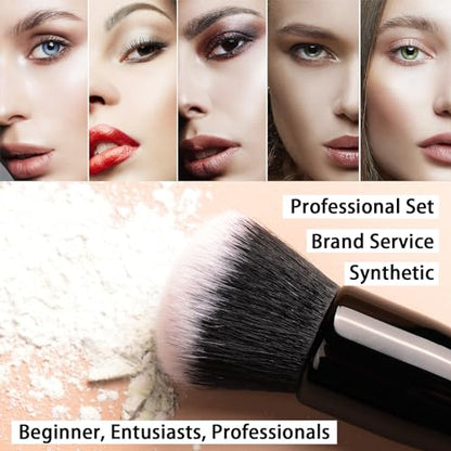 Raffaello Makeup Brushes 15Pcs Makeup Brush Set Premium Synthetic Powder Foundation Contour Blush Concealer Eye Shadow Blending Liner Make Up Brush Kit - color: Black