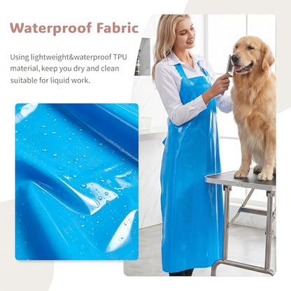 Nanxson TPU Waterproof Apron Lightweight Work Apron with Adjustable Buckle | Liquid Resistant,Neck buckle design,Easy to clean,Unisex,Butcher Apron for Dishwashing Grooming,Halloween - color: Blue