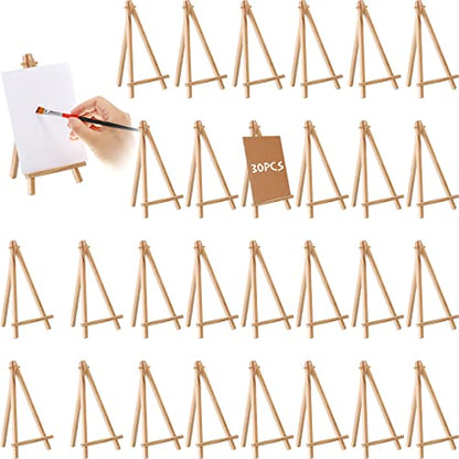 30 Pack Tall Wood Easels Tabletop Display Easels Art Craft Painting Easel Stand Wooden Triangle Painting Easel Arts Crafts Tripod Easels for Artist Adults Students (7.8 x 3.6 inch)
