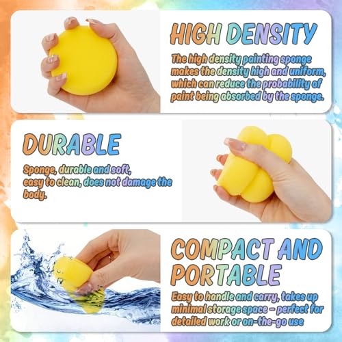 Sukh 16PCS Round Painting Sponges - Pottery Clay Sponge Set for Watercolor Acrylic Art, Ceramic Craft Tools, Studio Classroom Use