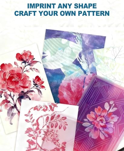 UCEC 32 Pack Gel Plate Printing Kit, Reusable 8 x 10 Gel Printing Plate with 4 Inch Brayer Roller & Baren, Plant Stencils and A4 Printmaking Paper – Mixed Media Art Kit for Card Making, Scrapbooking - color: Clear-Gel Printing Kit 8×10 Full Set
