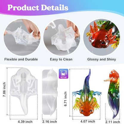 Let's Resin Large Axolotl Resin Molds Silicone, 3D Detailed Animal Silicone Molds, Flexible Effortless Demoldable Epoxy Resin Molds, Thickened Deep Epoxy Molds for Art Crafts, Gift, and Home Decor