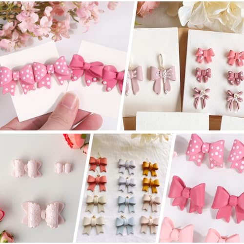 SUNNYCLUE 1 Box 6Pcs Bow Clay Cutter Polymer Clay Cutters Molds Cute Conquette Ribbon Bowknot Shaped molds Ceramics Plastic Assorted Size Basic Tools for DIY Creative Crafts Earrings Making Adults