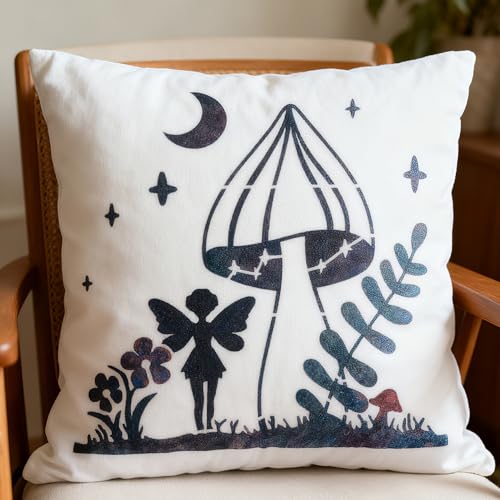 Sitsink Fairy Moon Mushroom Stencils - 15 Pcs Reusable Boho Stencils for Painting on Wood Wall Canvas Door Mat, Painting Drawing Template for DIY Craft - style: fairy