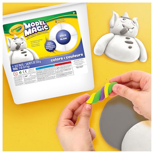 Crayola Model Magic White, 4‑Pack (8 oz Each), Teacher Must Haves & Classroom Essentials, Air‑Dry Modeling Material for Kids, Sculpting Craft Clay Alternative, Ages 3+ - color: White